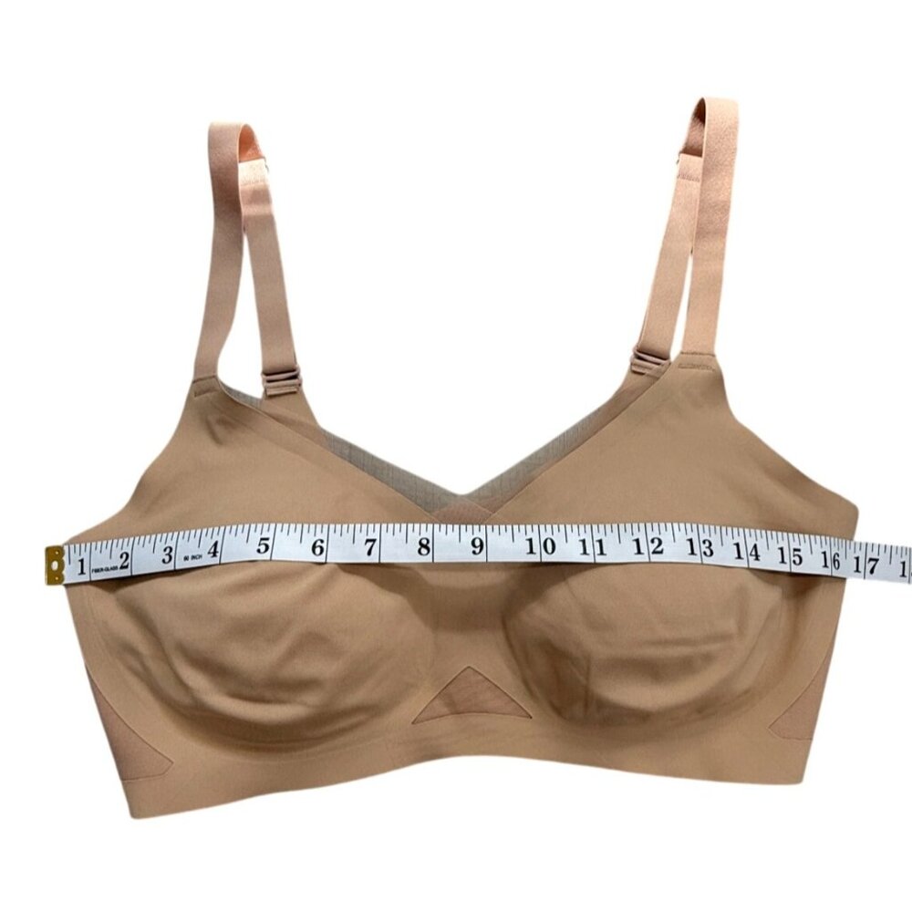 HoneyLove CrossOver V-Neck Wireless Mesh Bra LWBR0302 Sand Size 1X - Picture 3 of 5
